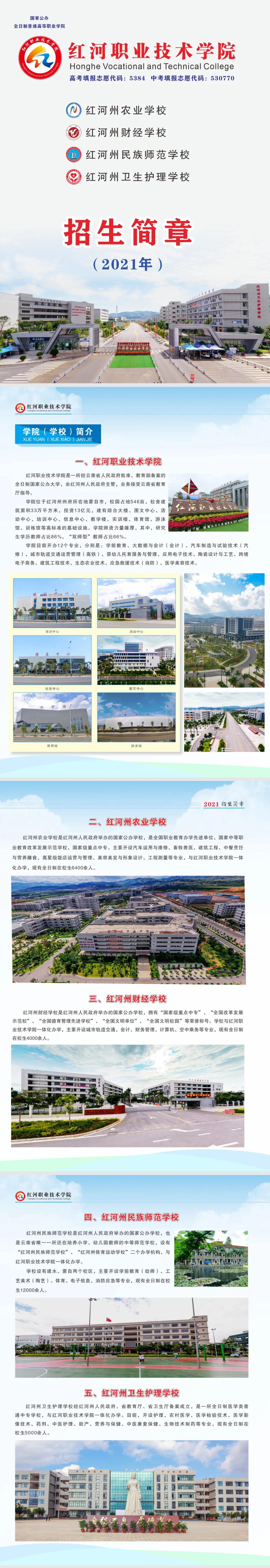 红河职业技术学院（农校、财校、师范、卫校）2021年招生简章