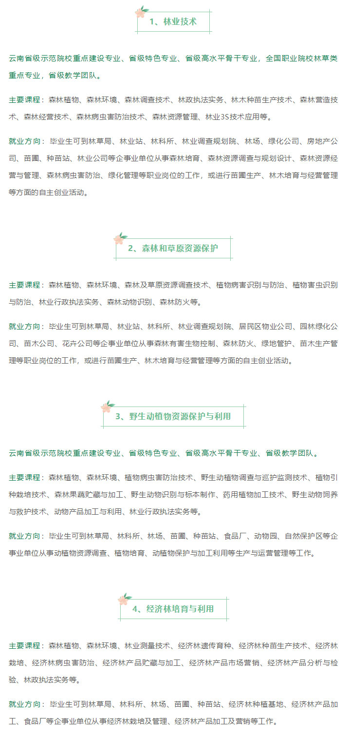 云南林业职业技术学院2021年招生简章