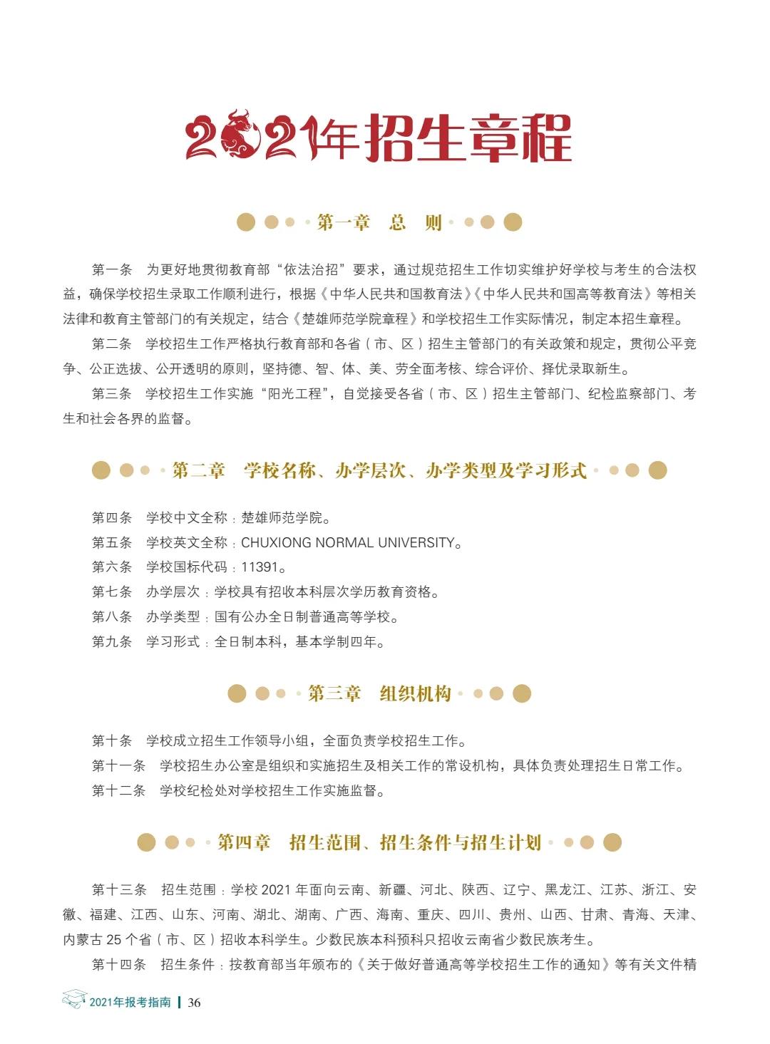 楚雄师范学院2021年报考指南